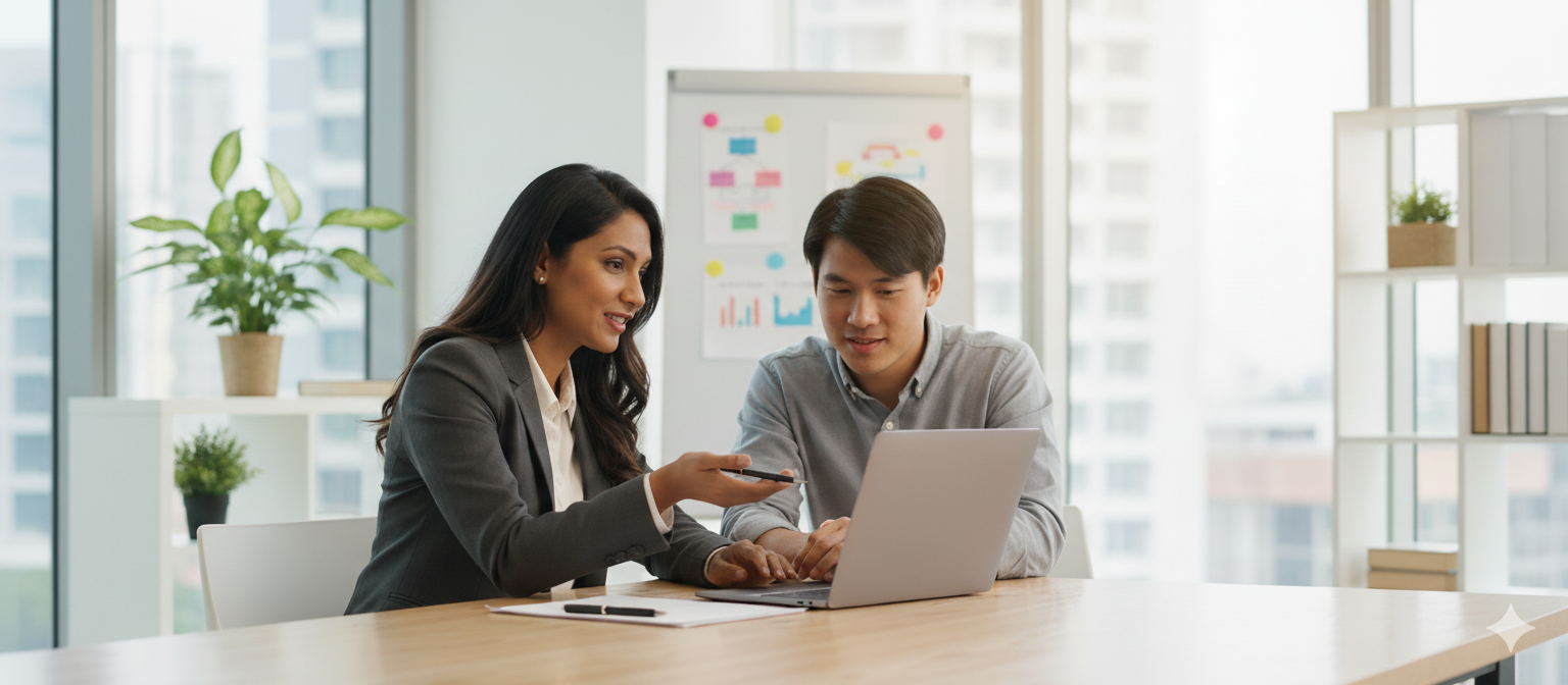 A job consultant discussing opportunities with a candidate